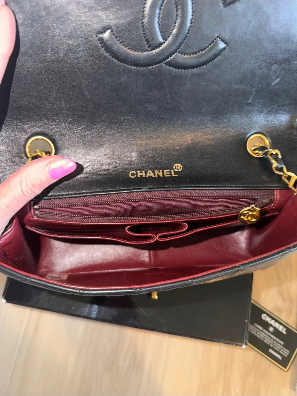 CHANEL Vintage Quilted Leather Shoulder Bag with Gold Chain and CC Turn-Lock